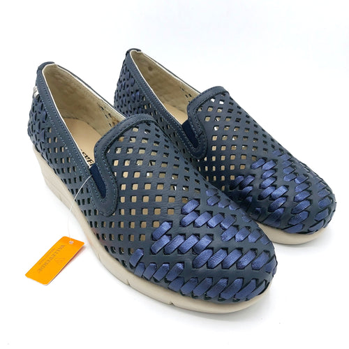 Valleverde VS10501 blu slip on donna con tomaia traforata in pelle e sottopiede in memory foam