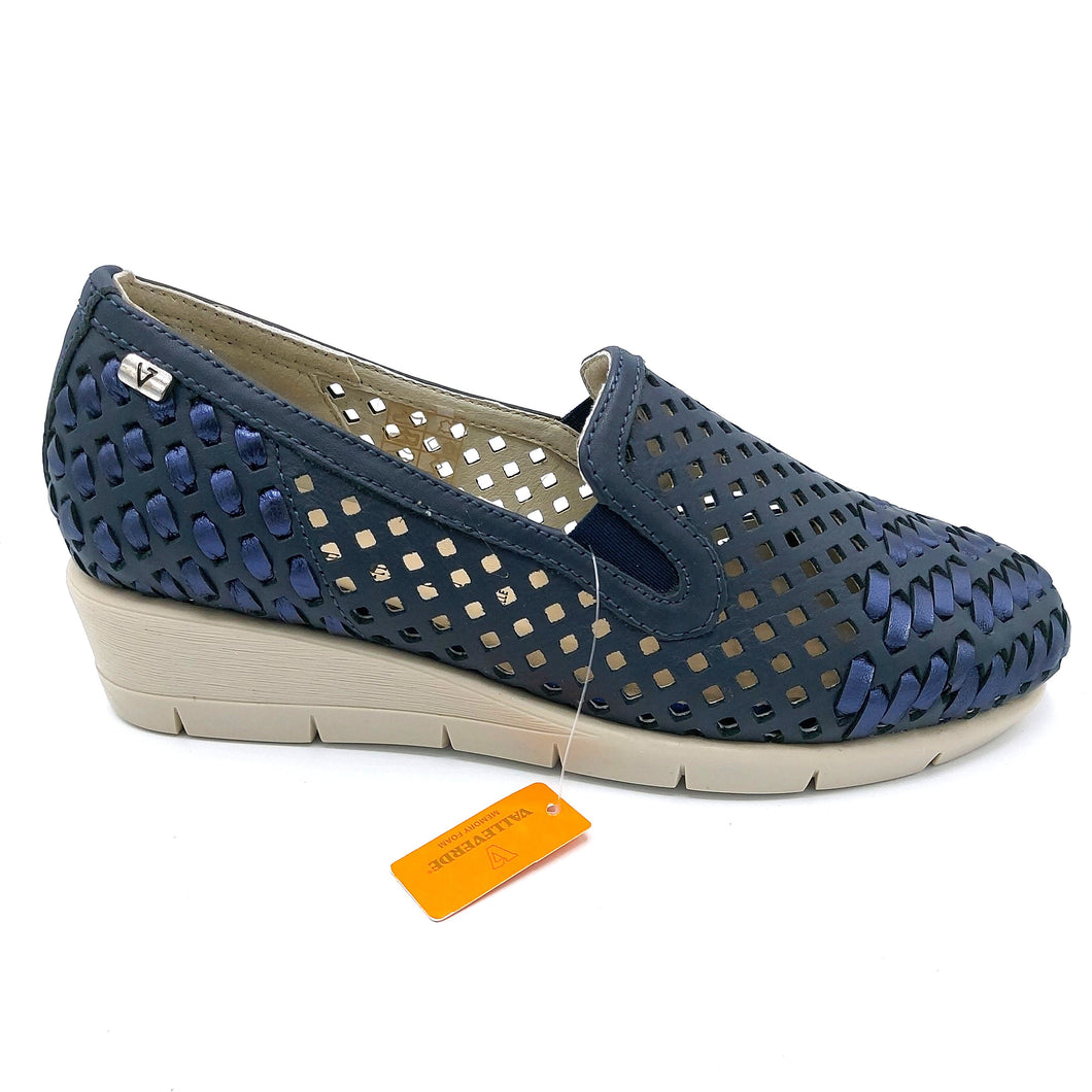 Valleverde VS10501 blu slip on donna con tomaia traforata in pelle e sottopiede in memory foam