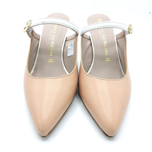 Donna serena 1L4731D nude sabot donna con cinturino a contrasto con tacco sottile e punta affusolata