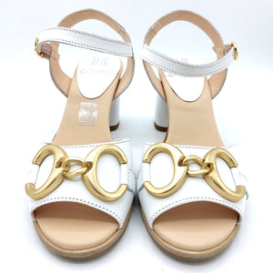 Callaghan 31902 bianco sandalo donna tacco foderato di 8 cm con metallo color oro decorativo