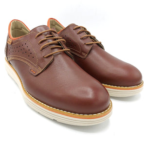 Himalaya 3074 brandy scarpa uomo modello derby con tomaia in pelle e suola in gomma