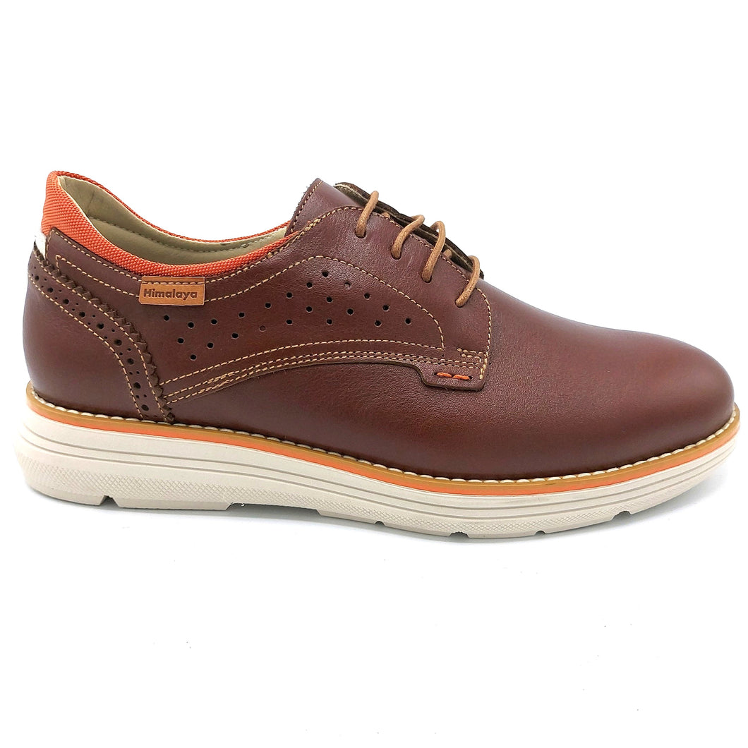 Himalaya 3074 brandy scarpa uomo modello derby con tomaia in pelle e suola in gomma