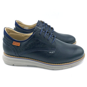 Himalaya 3074 blu scarpa uomo modello derby con tomaia in pelle e suola in gomma