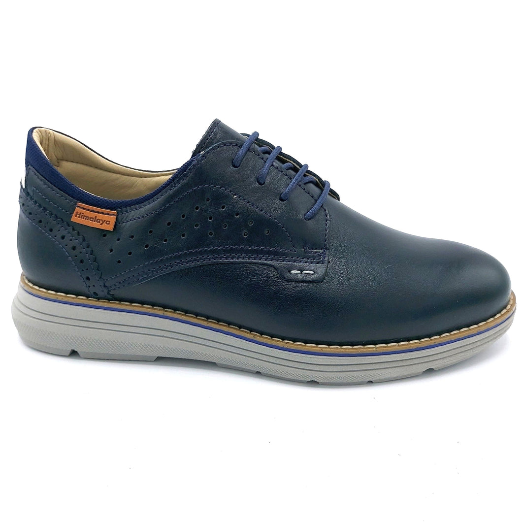 Himalaya 3074 blu scarpa uomo modello derby con tomaia in pelle e suola in gomma