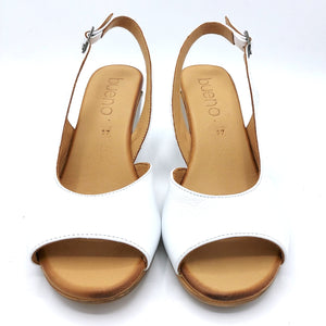 Bueno WS6200 bianco sandalo donna interamente in pelle con suola sintetico et tacco 7 cm foderato in tinta