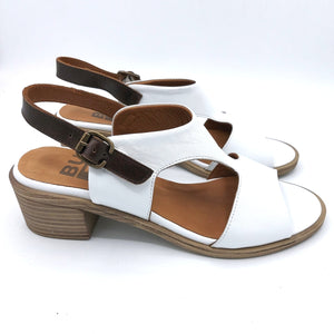 Bueno WY4801 bianco sandalo donna in pelle in morbida pelle con tacco 5 cm