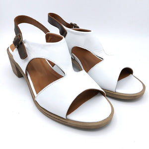 Bueno WY4801 bianco sandalo donna in pelle in morbida pelle con tacco 5 cm