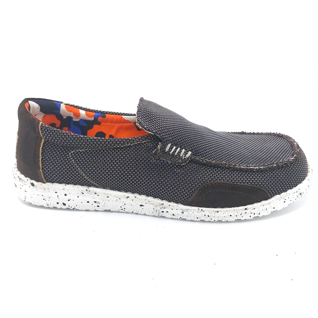 Kamsa JOE marrone slip on in tessuto con suola in gomma