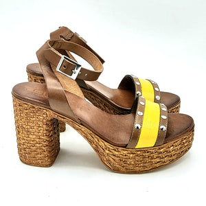 Cinzia soft CB85389 giallo sandalo donna con tacco