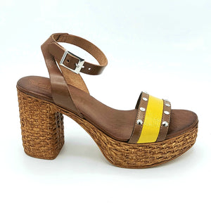 Cinzia soft CB85389 giallo sandalo donna con tacco
