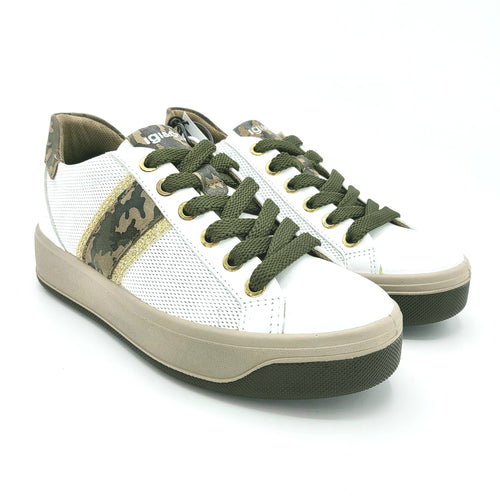 Igi&co 8172511 bianco con riporti animalier sneakers donna con lacci