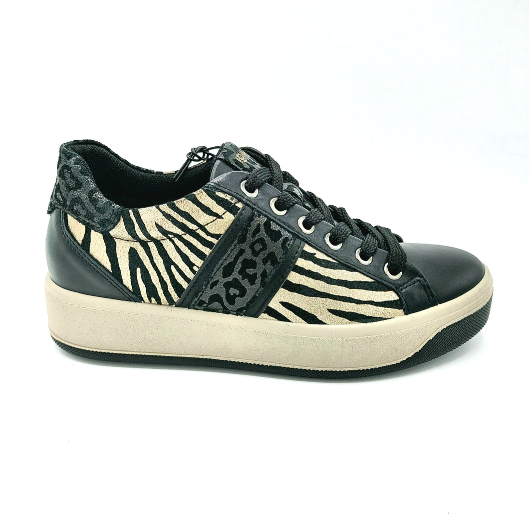 Igi&co 8172600 nero con riporti animalier sneakers donna con lacci