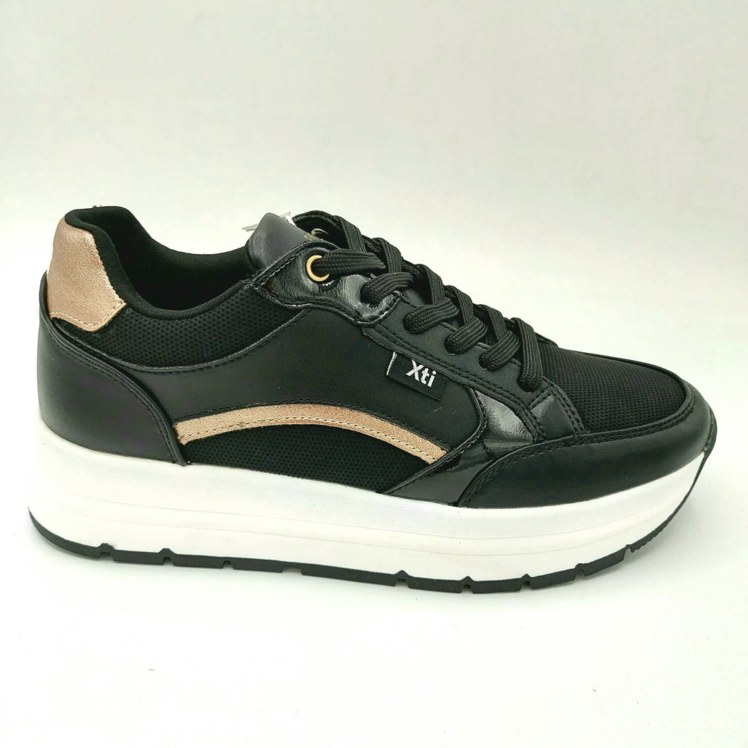 xti 43127 nero sneakers donna con lacci scarpa vegana