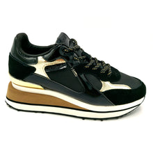 Carica l&#39;immagine nel visualizzatore di Gallery, Replay RS4M0001S nero oro sneakers donna con lacci e inserti oro
